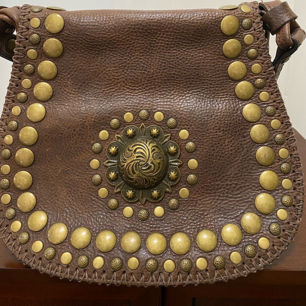 Patricia Nash chocolate brown leather shoulder bag - Picture 1 of 4